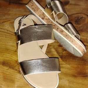 Self Esteem Gold Sandals Modern Strappy Design